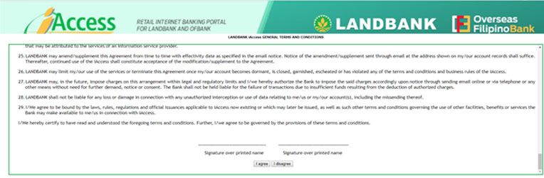 Landbank iAccess Terms and Conditions