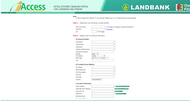 Landbank iAccess Application Form