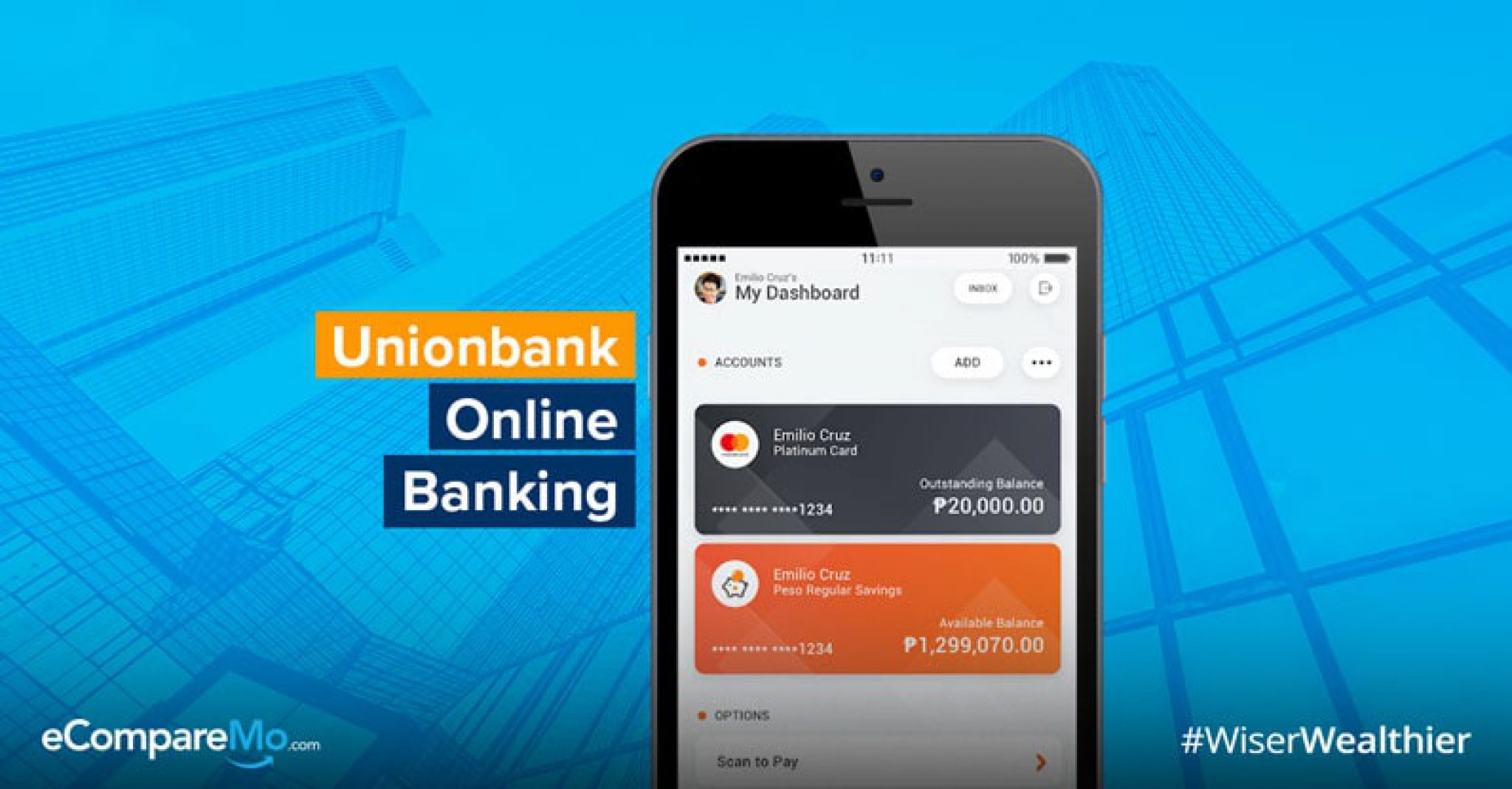 union bank balance check number message