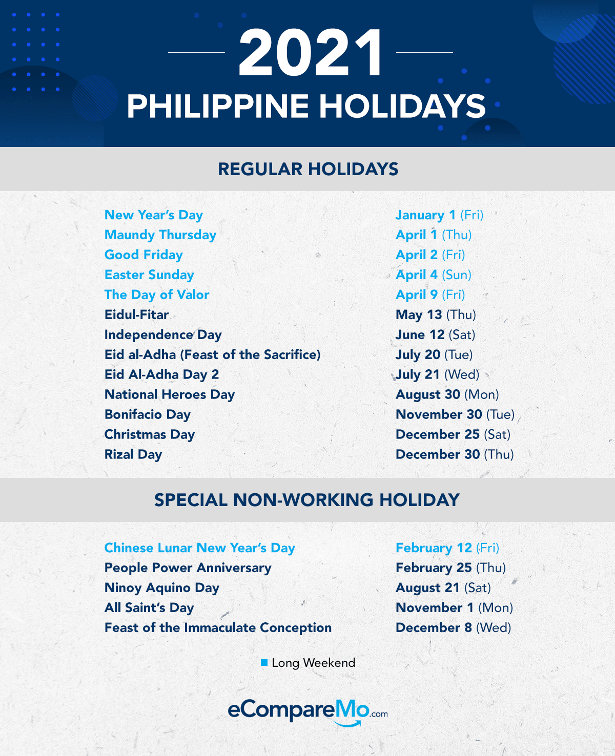 Philippine Holidays 2021